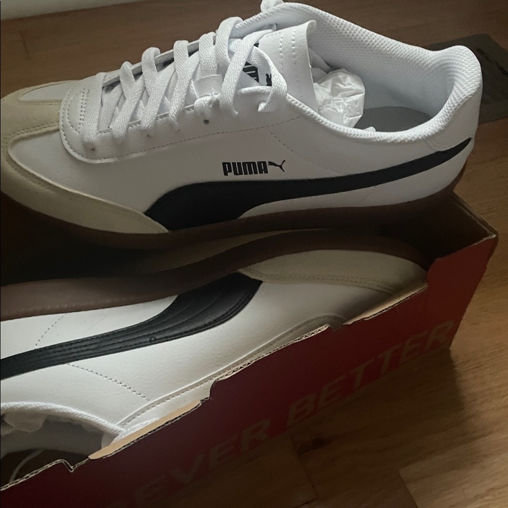 Puma White Black Gum-Accent Low-Profile Sneakers - Picture 9 of 11